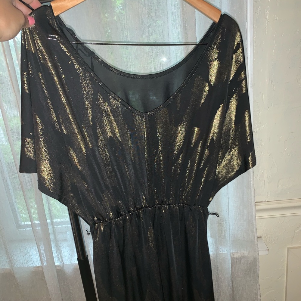Black & Gold Snap Mini Dress